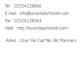 Koer Beach Hotel iletiim bilgileri